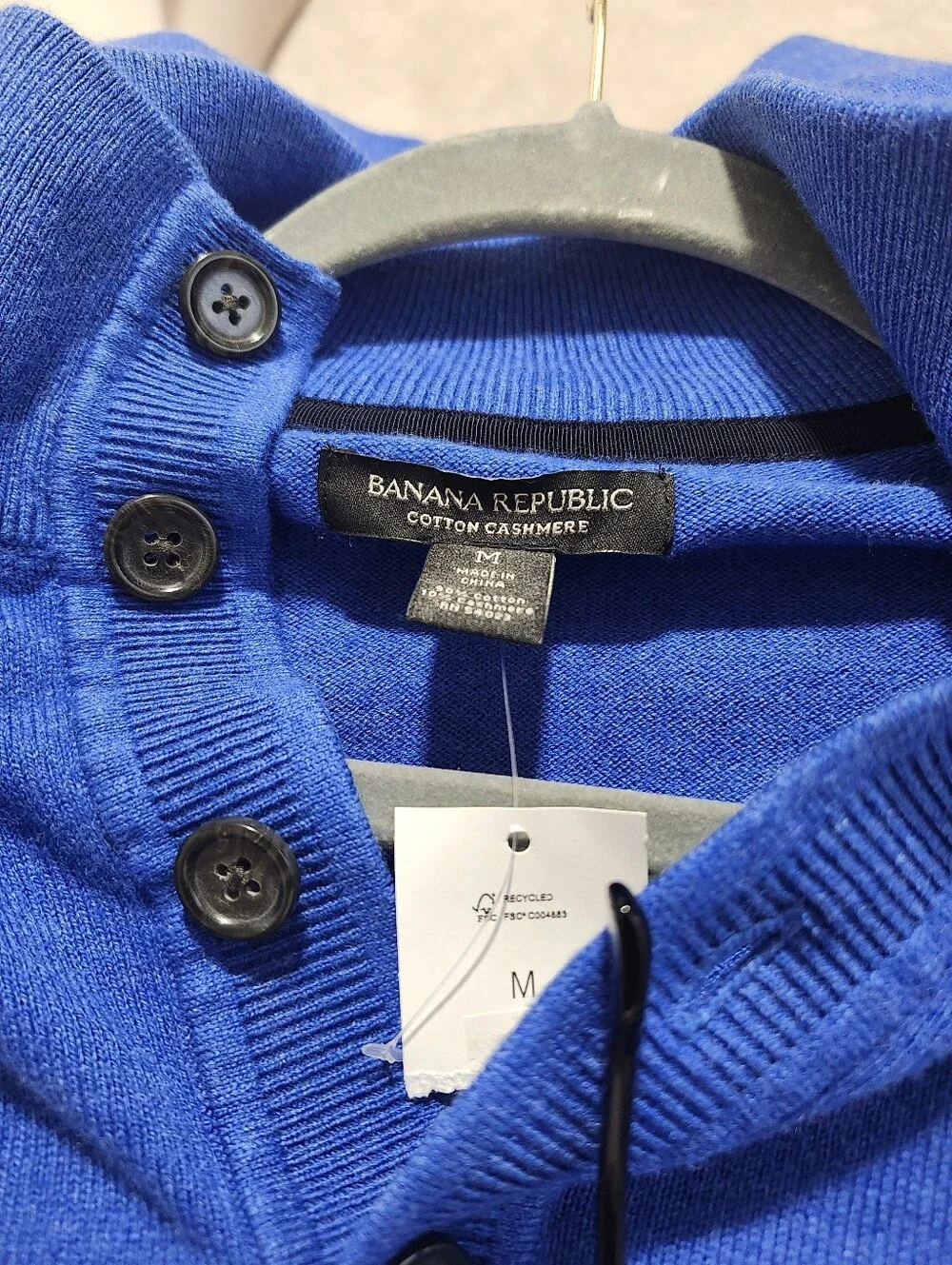 Banana Republic Mens Henley Cotton-Cashmere Pullover Sweater Size‎ M Mock Neck